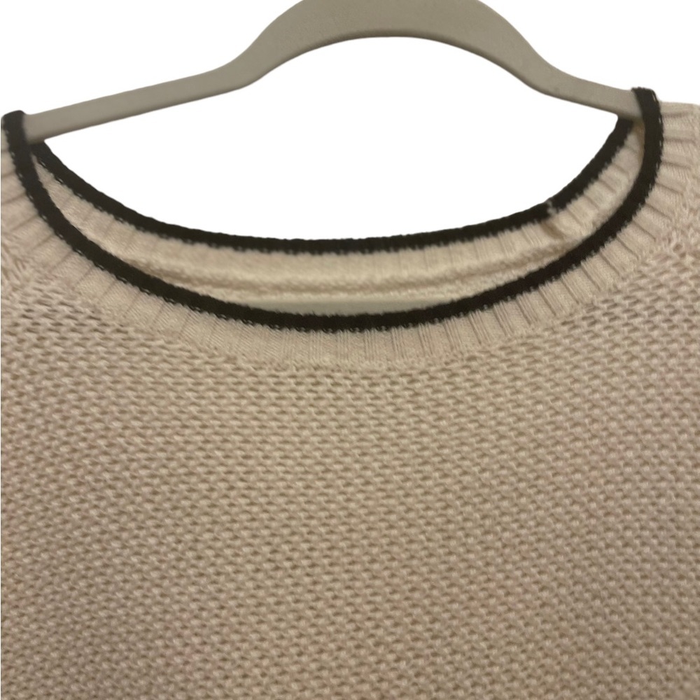 Loft Black and White Cotton Knit Top Size M - Picture 4 of 7